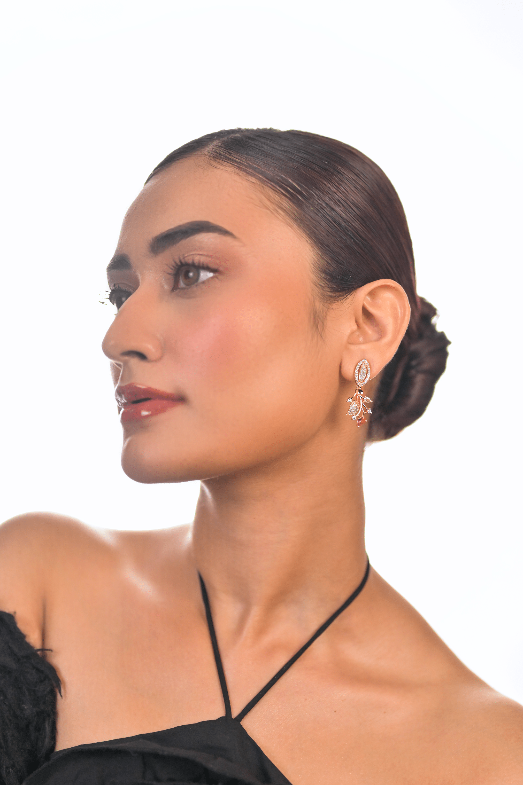 Ziyan Gold Plated Crystal Redwood American Diamond pearl Hoops Earring