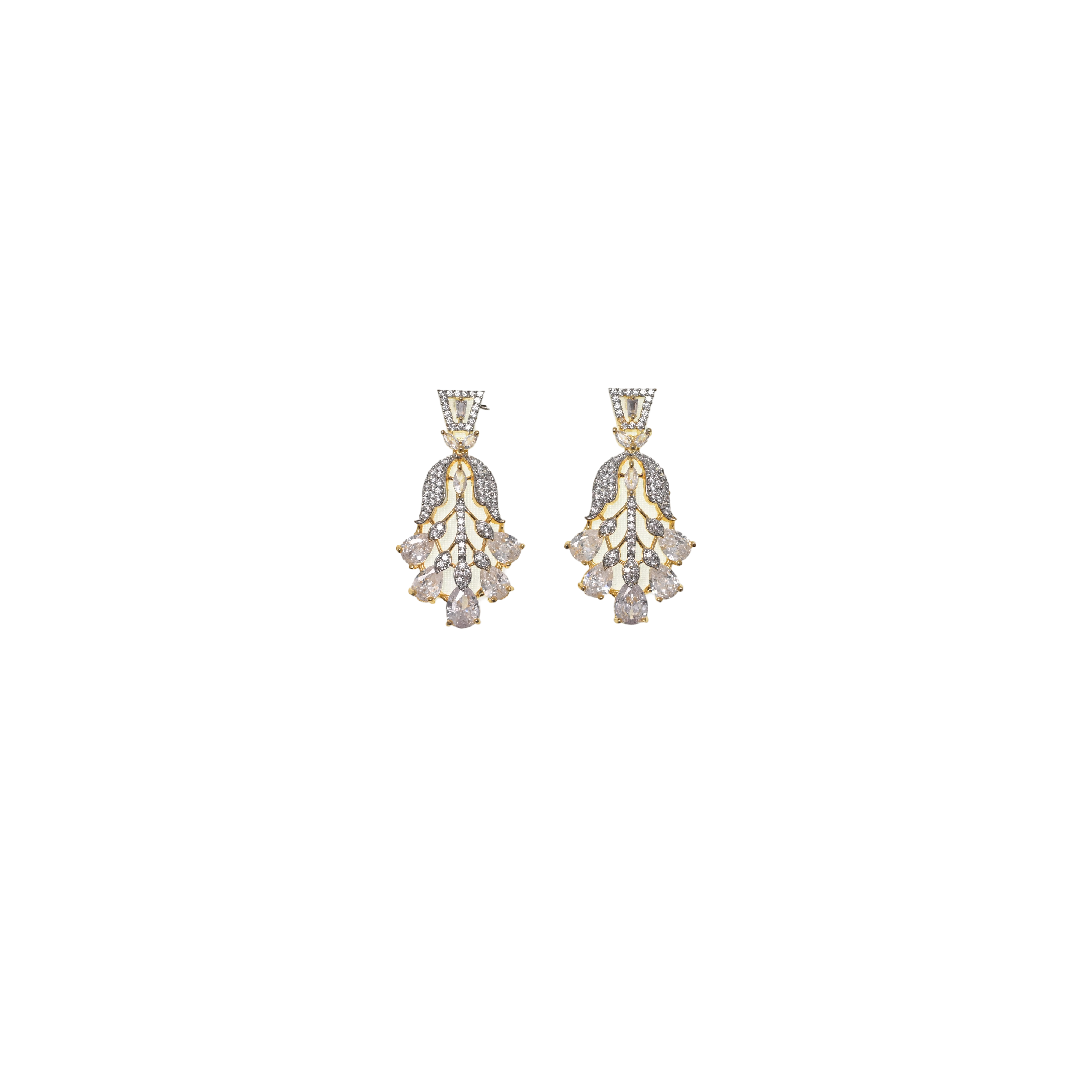 Ziyan Gold Plated Crystal Steel Blue American Diamond Hoops