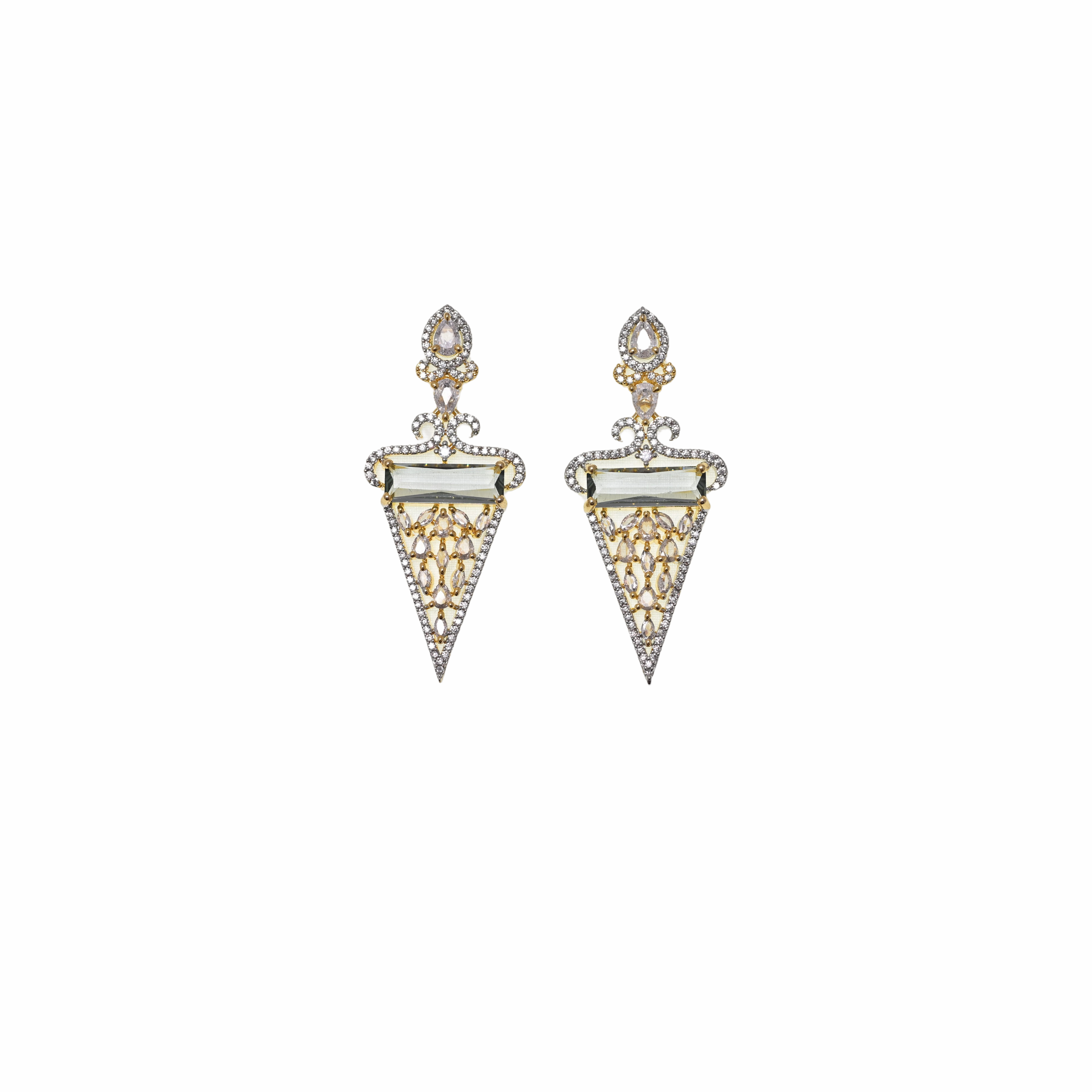 Ziyan Bronze Plated Rectangular Shape Brown American Diamond Hoops