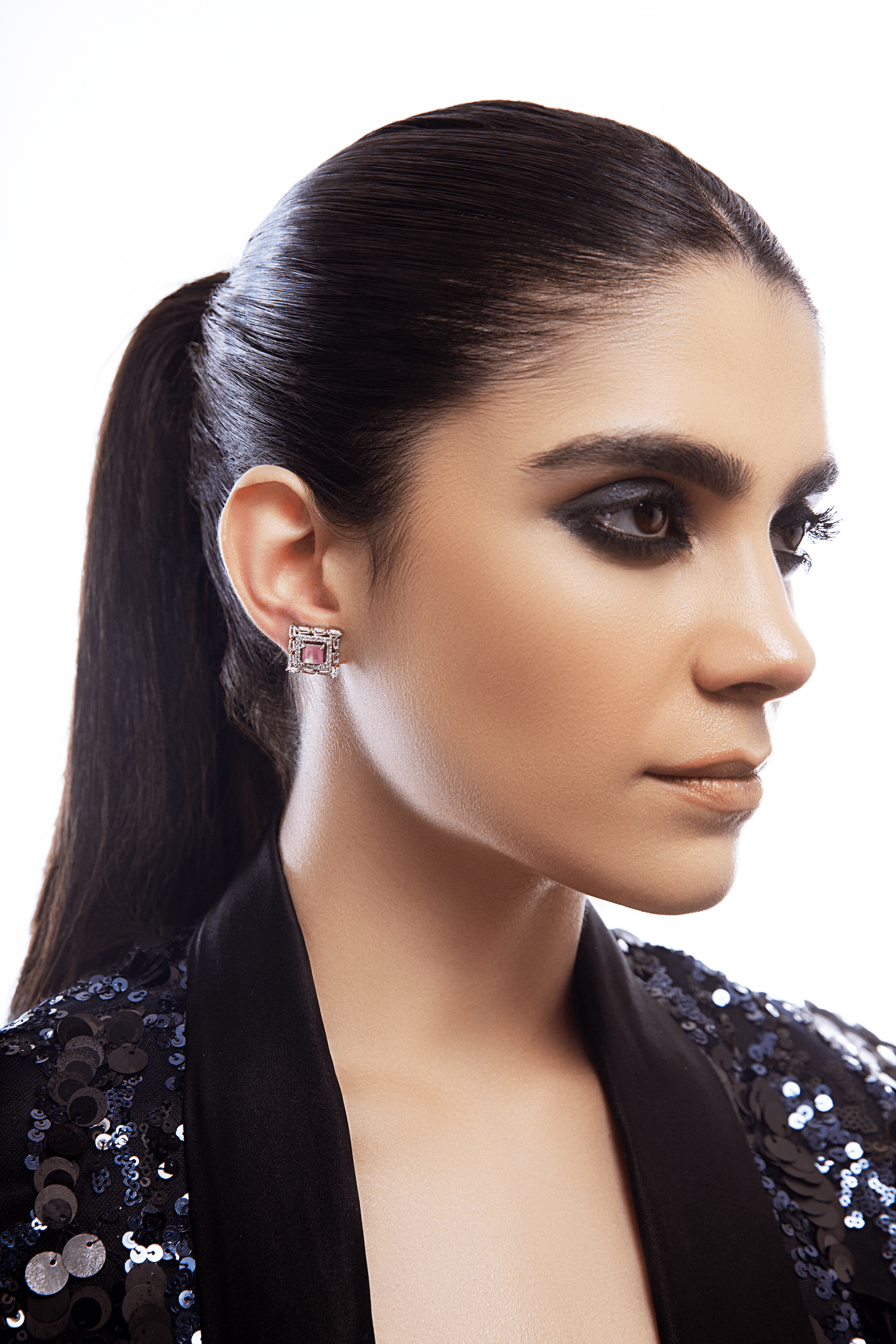 Ziyan Silver Plated Carnation Crystal American Diamond Stud