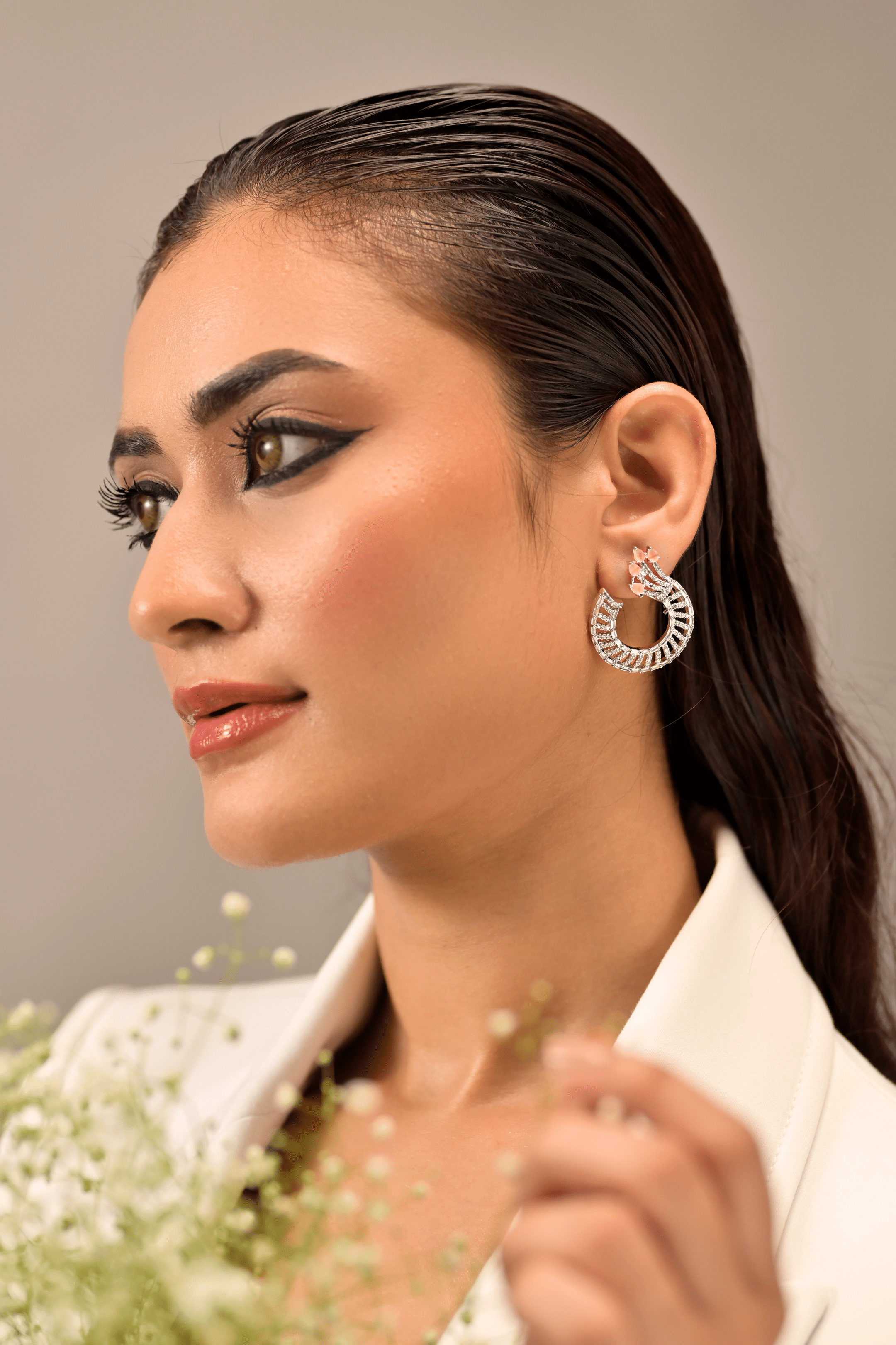Ziyan silver american diamond studs