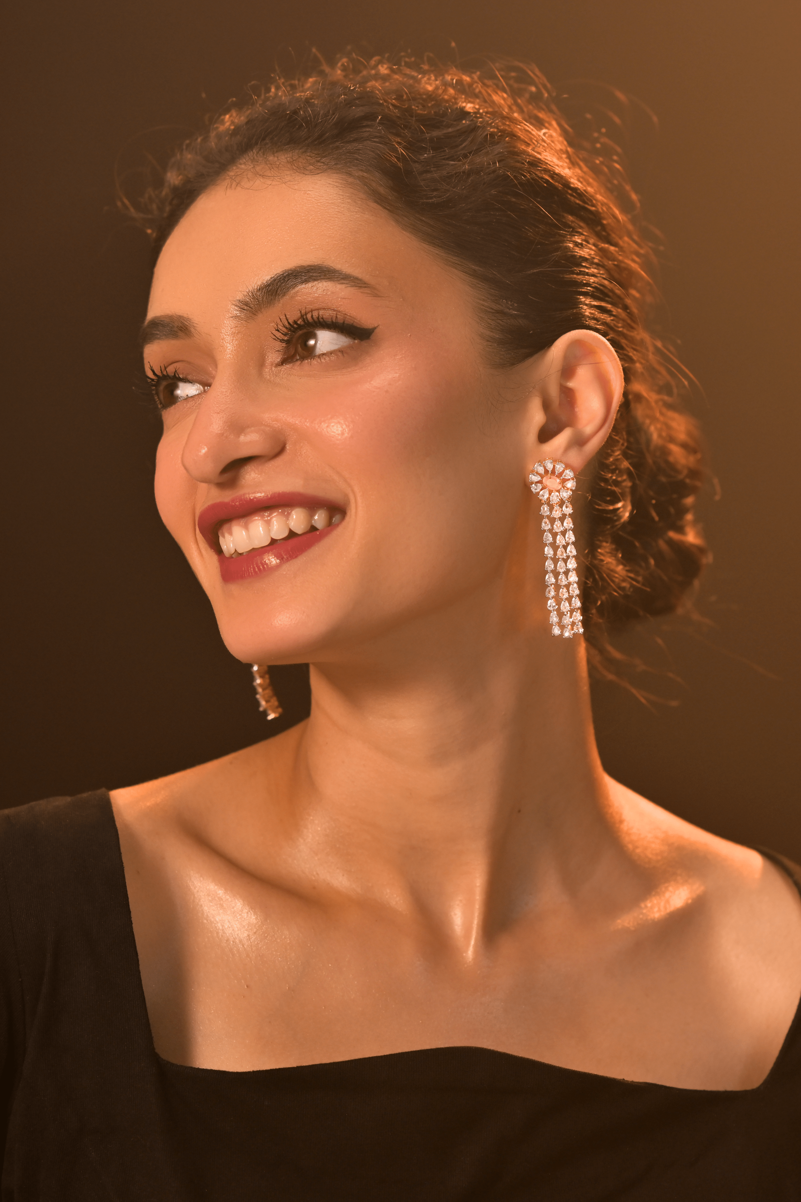 Ziyan Double Sapphire Dangle Earrings