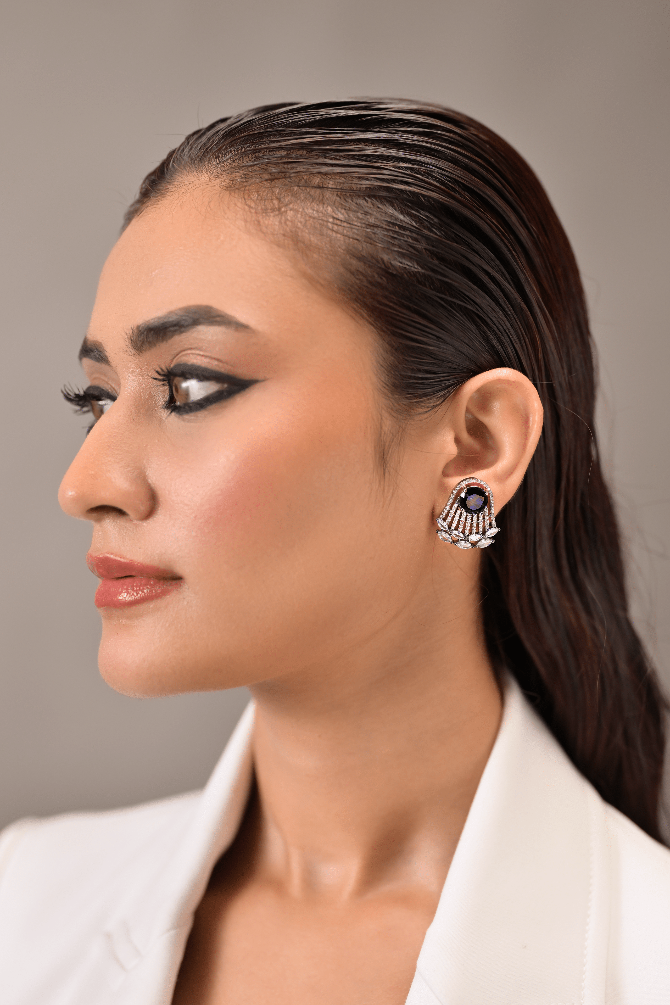 Ziyan Blue American Diamond Studs