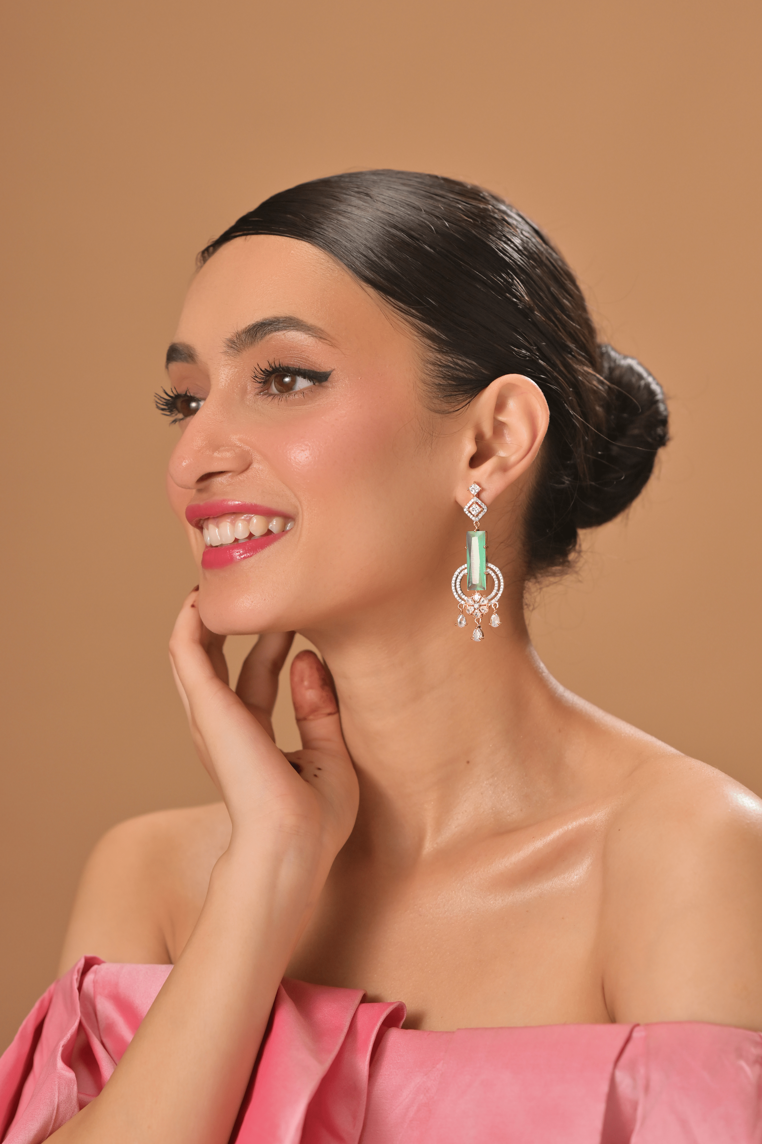 Ziyan Cambridge blue american diamond hoops