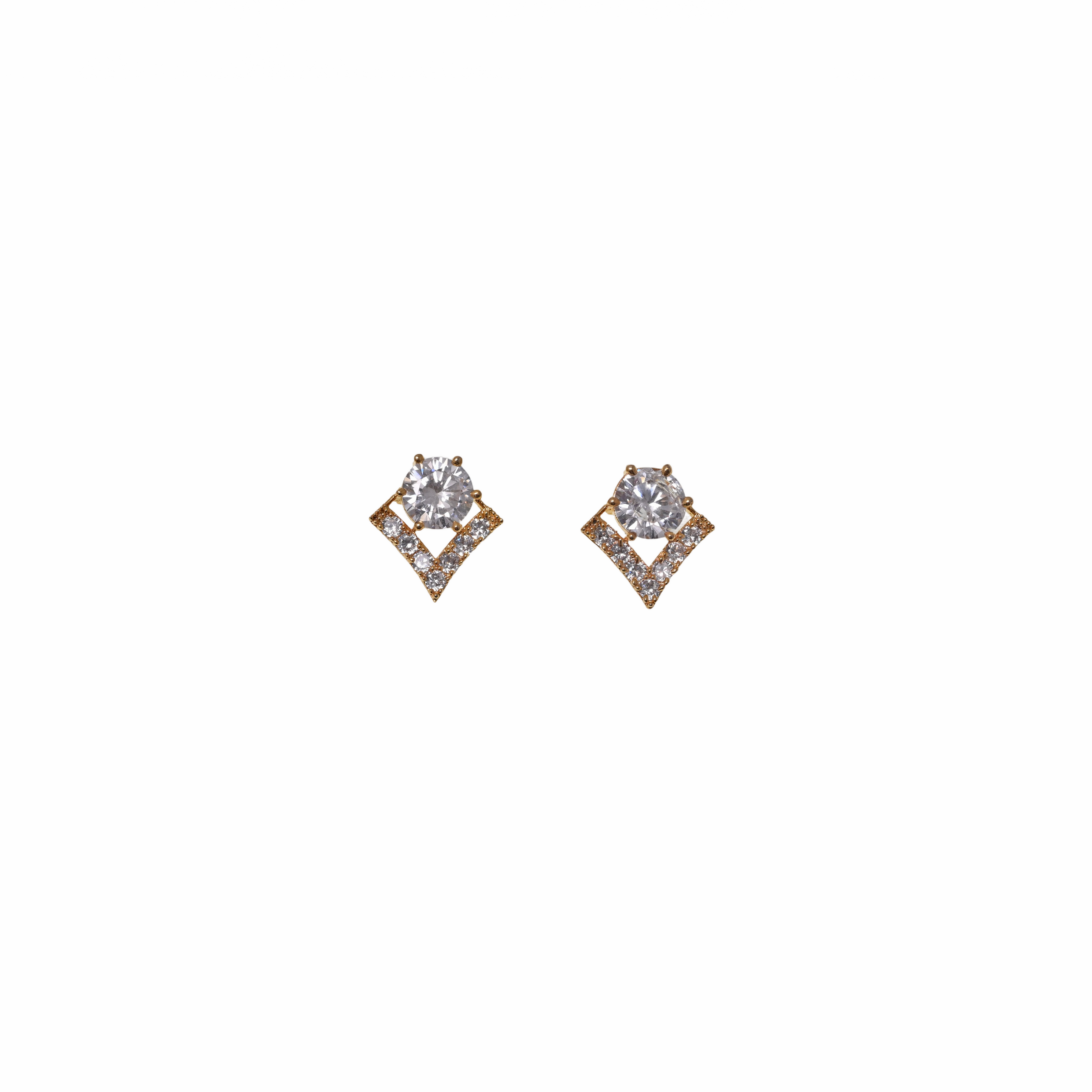 Ziyan Crystal Gold Plated American Diamond Stud