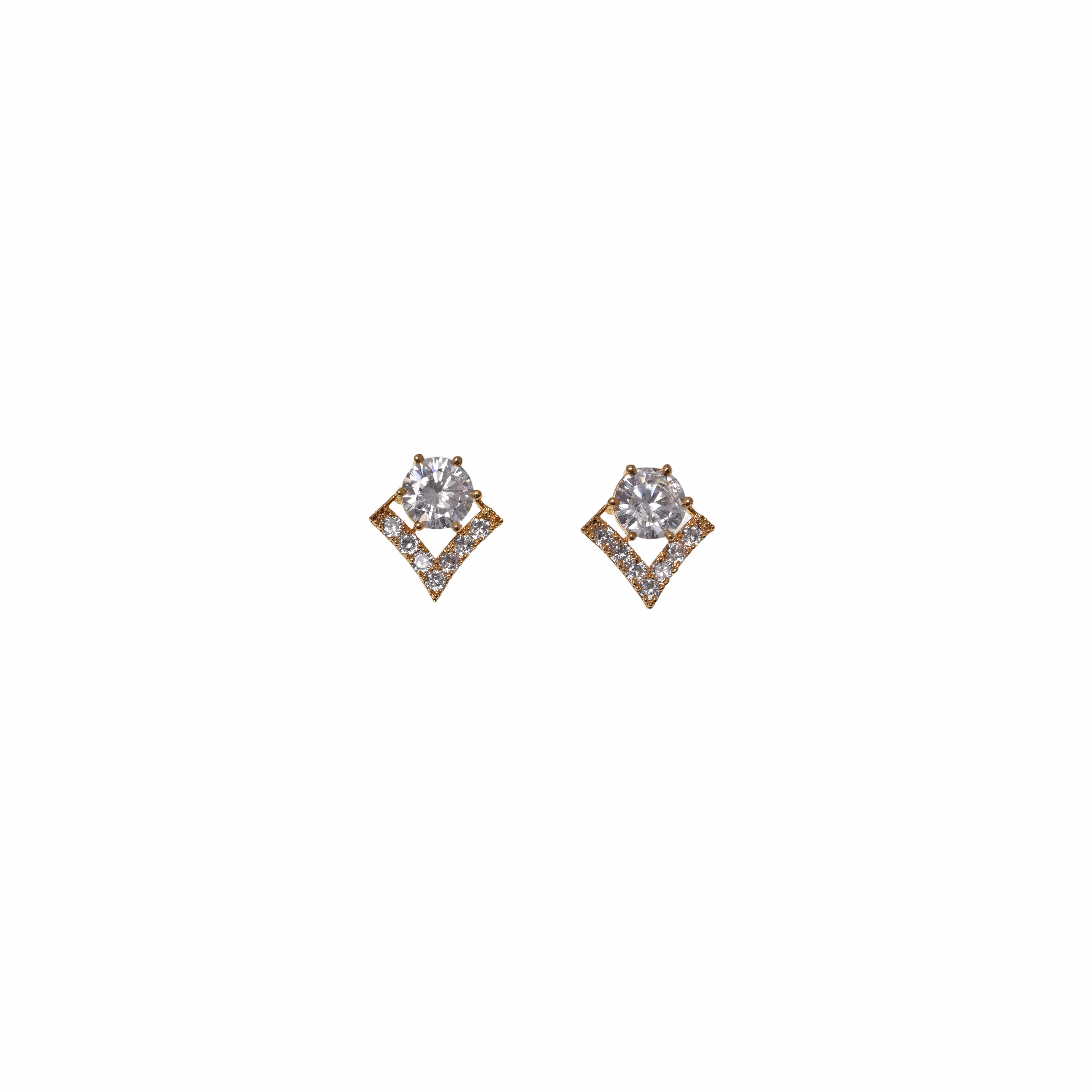 Ziyan Crystal Gold Plated American Diamond Stud