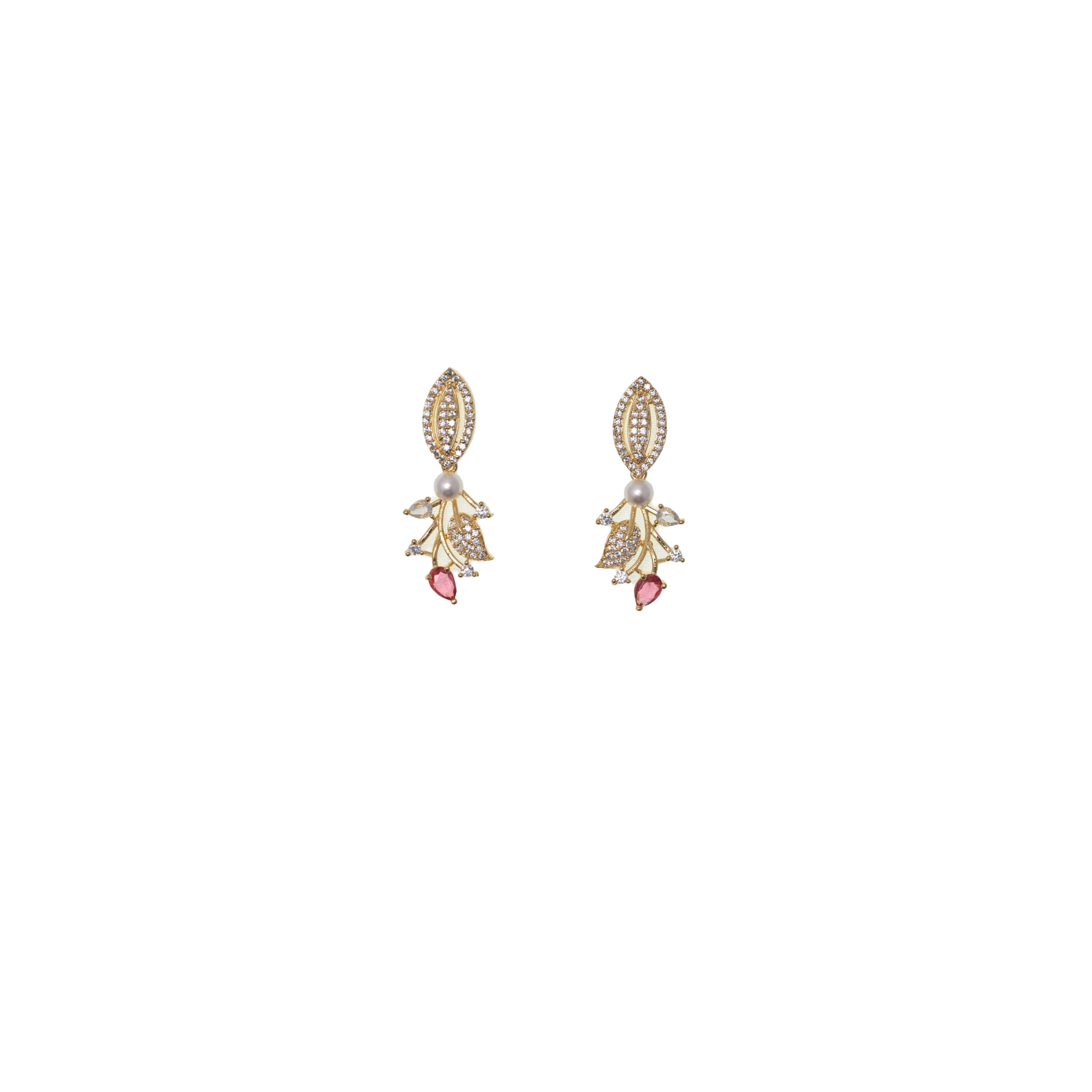 Ziyan Gold Plated Crystal Redwood American Diamond pearl Hoops Earring