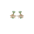 Ziyan Gold Plated leaf Shape green American Diamond Stud Earring