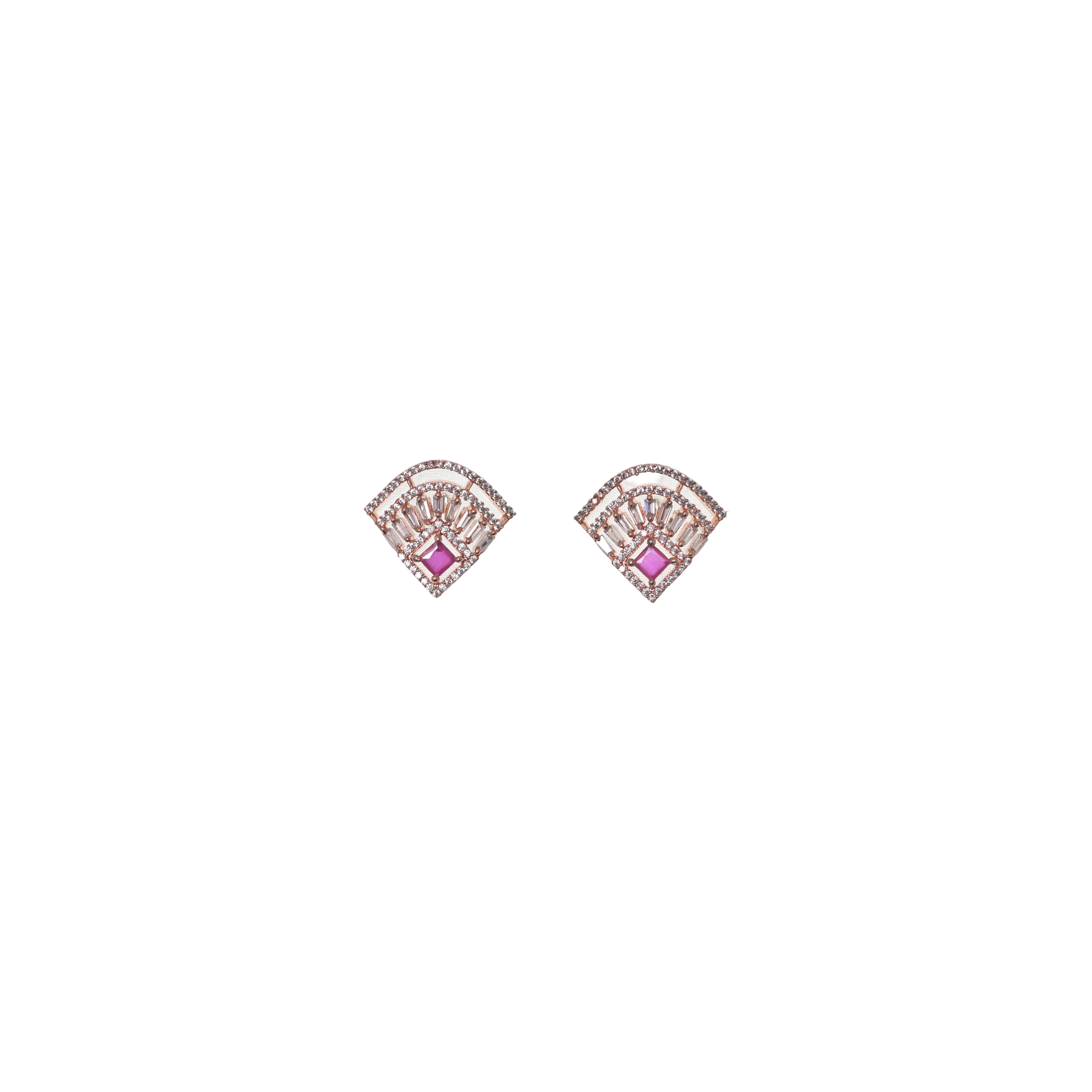 Ziyan Gold Plated Psychedelic Lavender American Diamond Stud