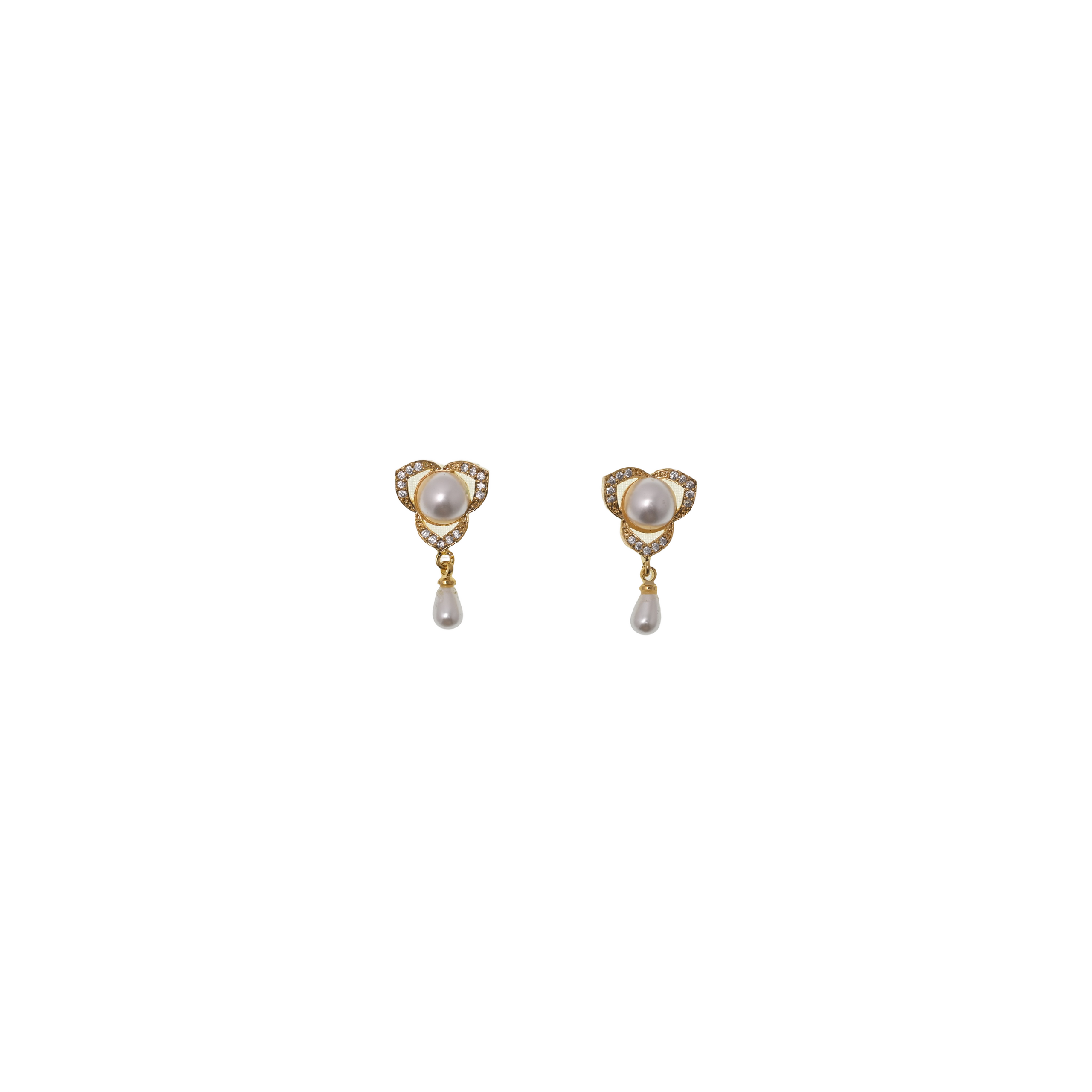 Ziyan Gold Plated Smoky Silver Pearl American Diamond Stud