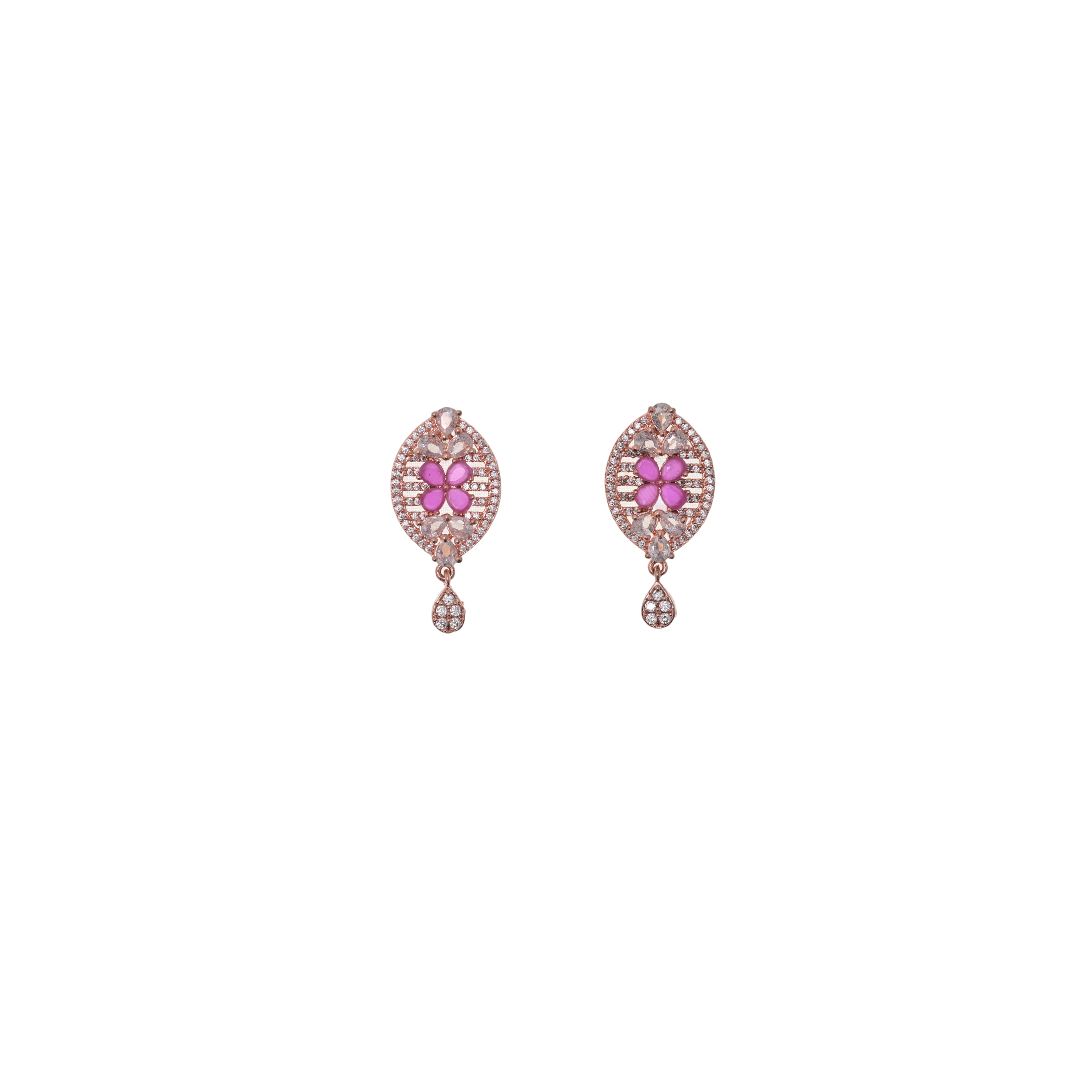 Ziyan Mist Gold plated Lilac crystal  american diamond stud