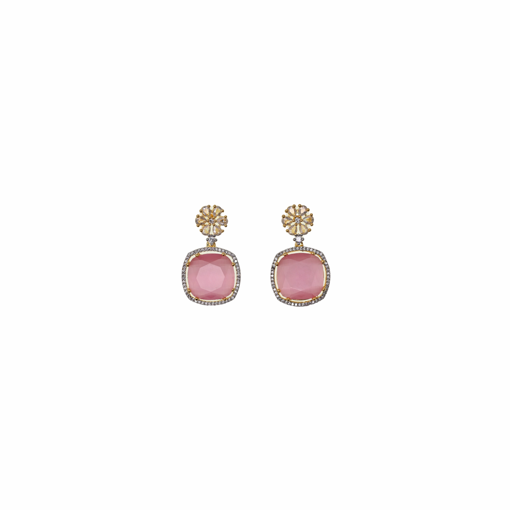 Ziyan Orchid pink american diamond hoops