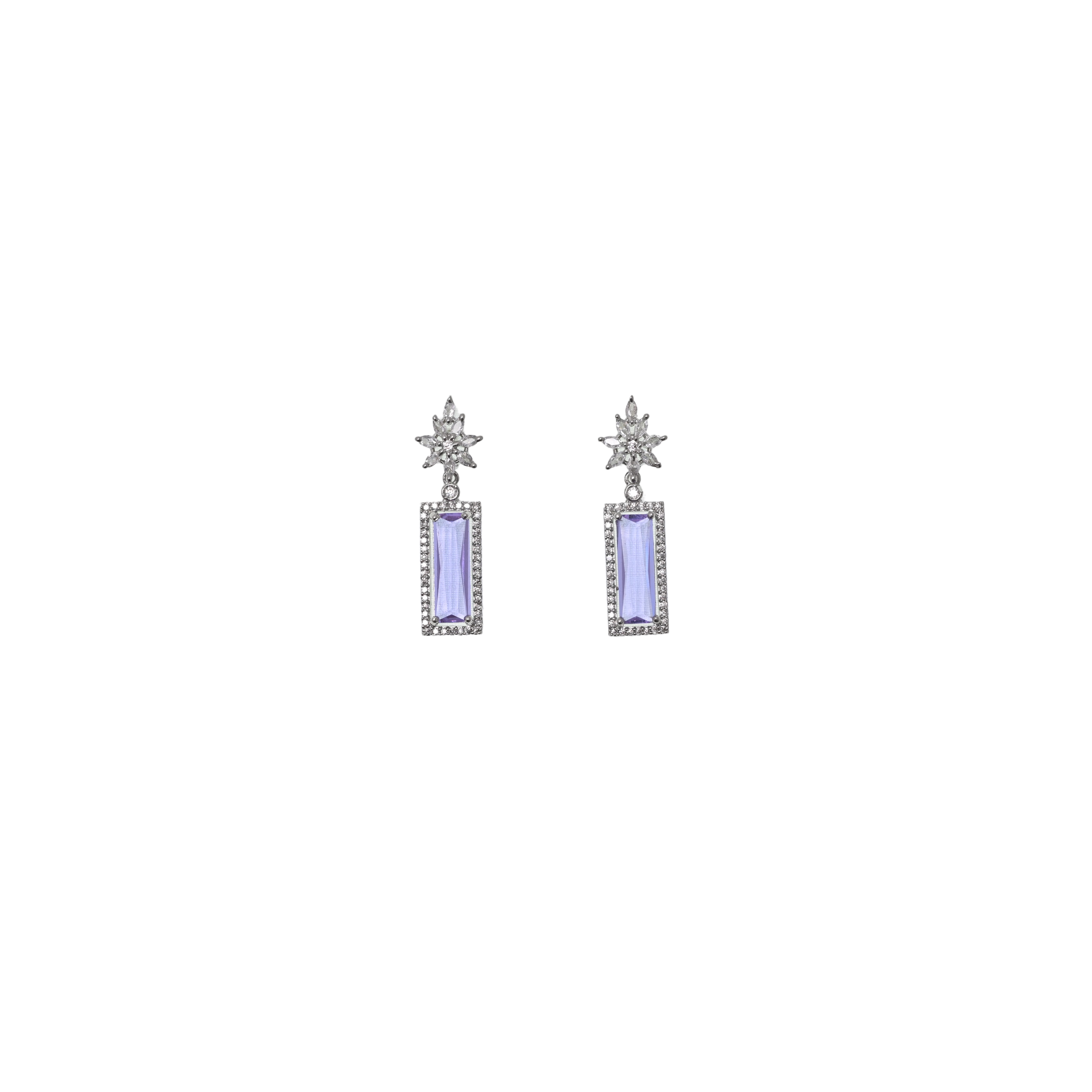 Ziyan Royal Violet Crystal American Diamond Mid Hoops