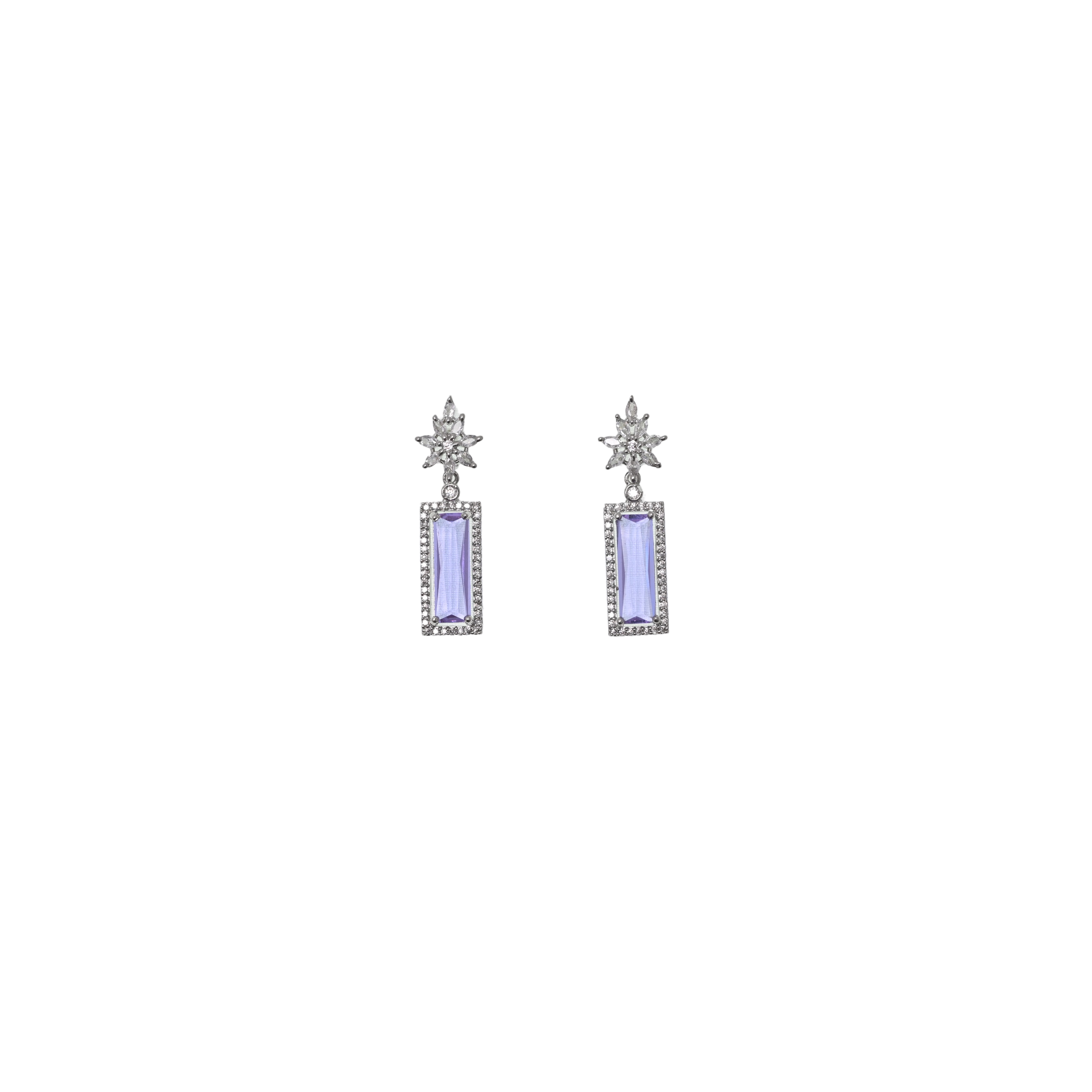 Ziyan Royal Violet Crystal American Diamond Mid Hoops