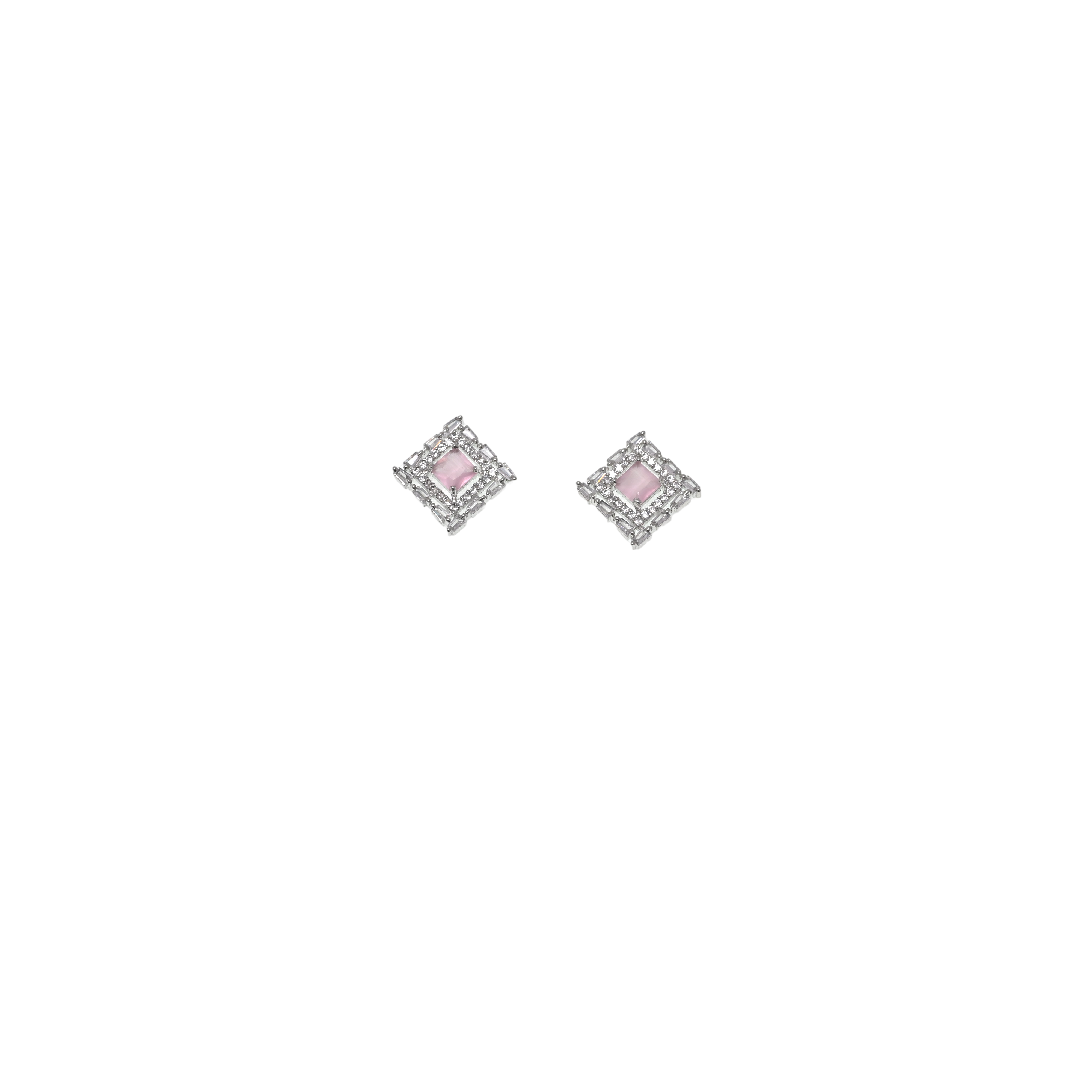 Ziyan Silver Plated Carnation Crystal American Diamond Stud