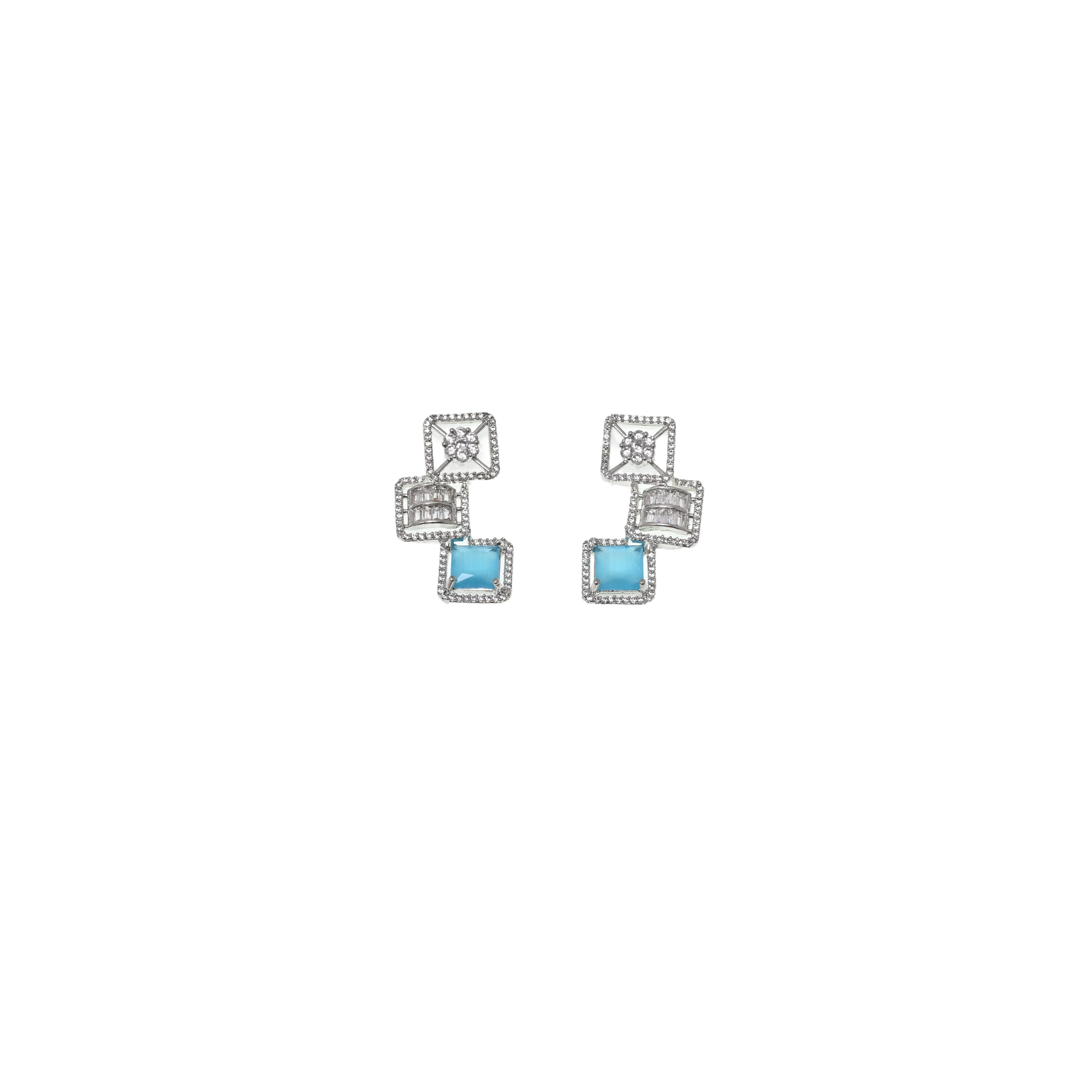 Ziyan Sky Blue Crystal American Diamond Stud