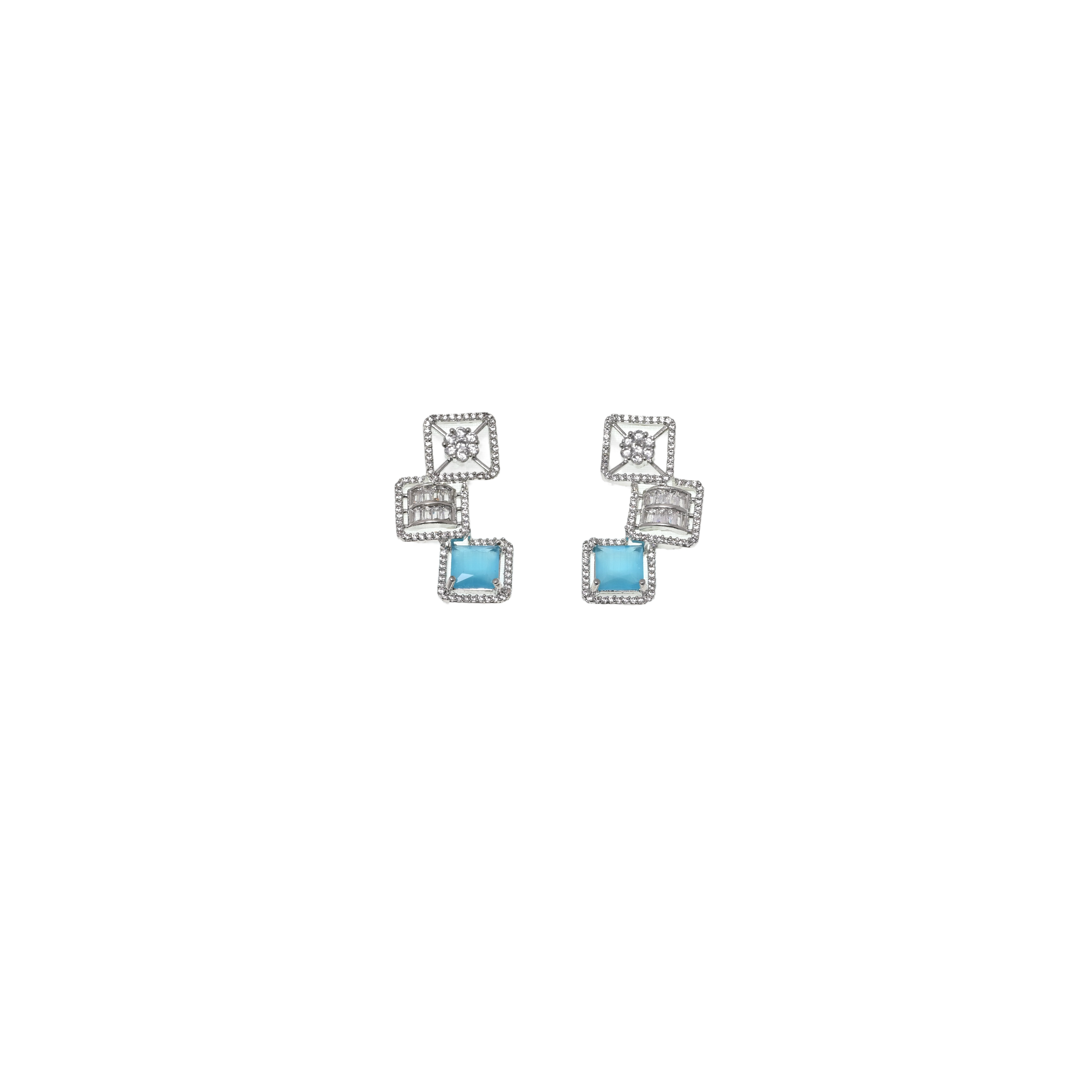 Ziyan Sky Blue Crystal American Diamond Stud