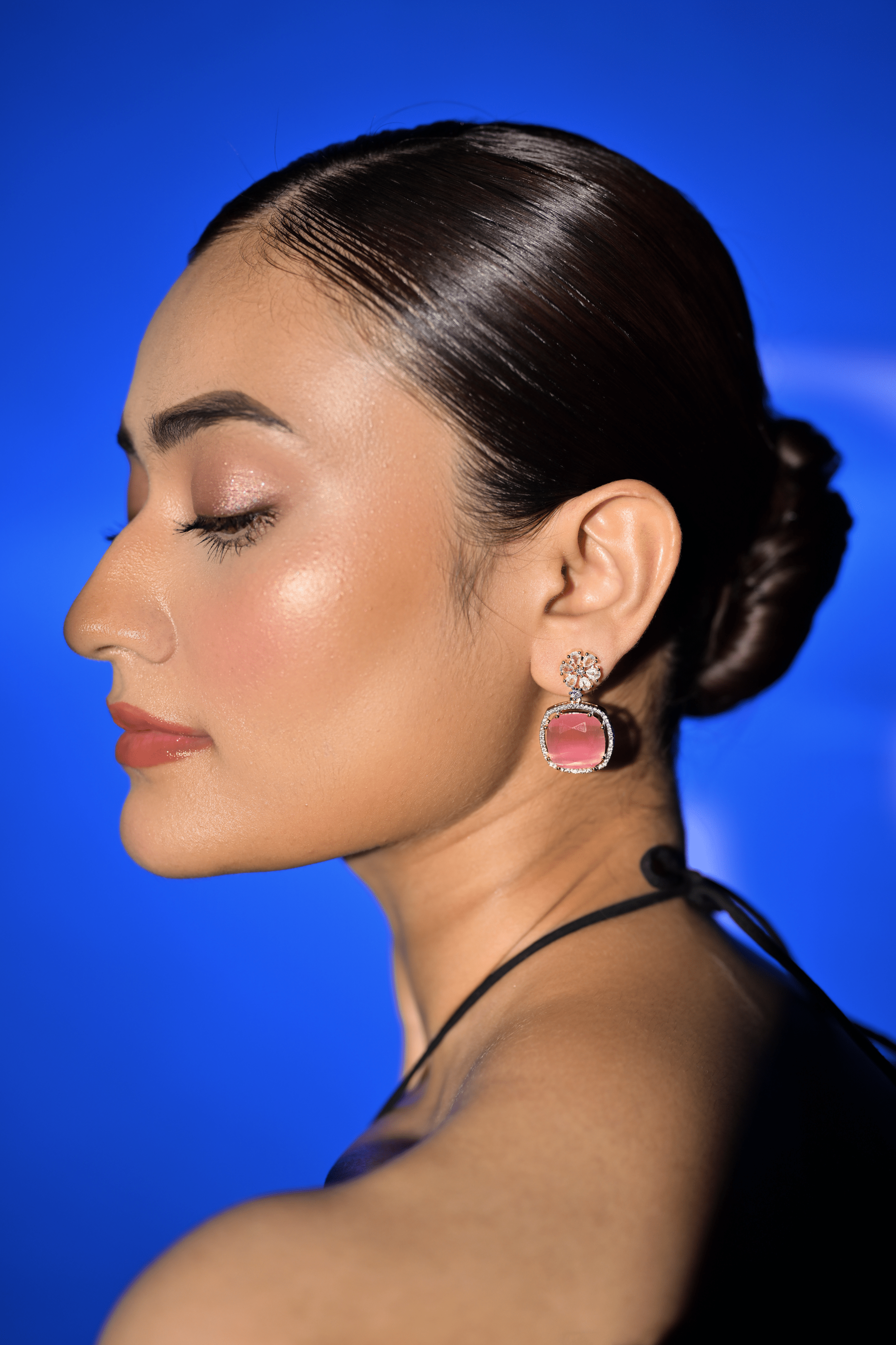 Ziyan Orchid pink american diamond hoops